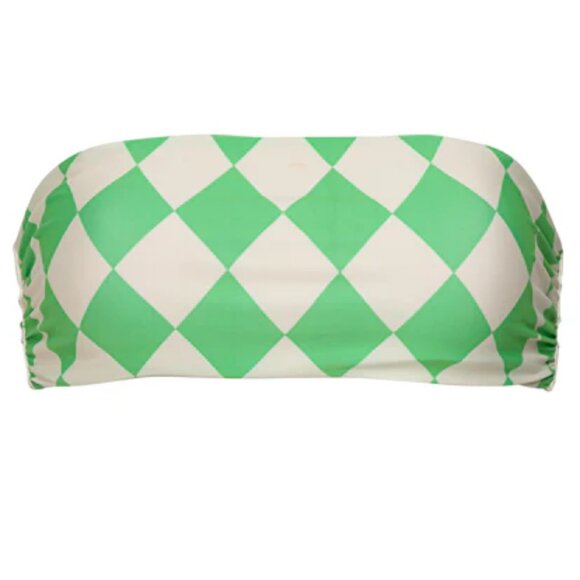 Maaji Diamond Sour Bryn Strapless Bandeau Bikini Top only medium  Green-white - Picture 1 of 3
